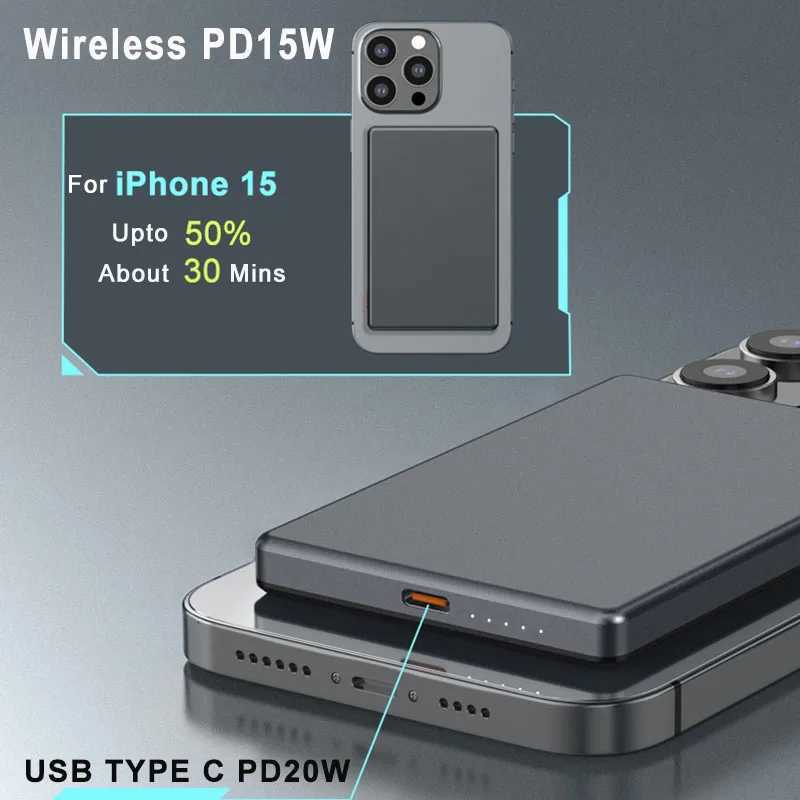 10000mAh tra Thin Magnetic Wireless Power Bank PD20W USB TYPE C Portable Fast Charging Battery for iPhone 16 15 14 13 H251213
