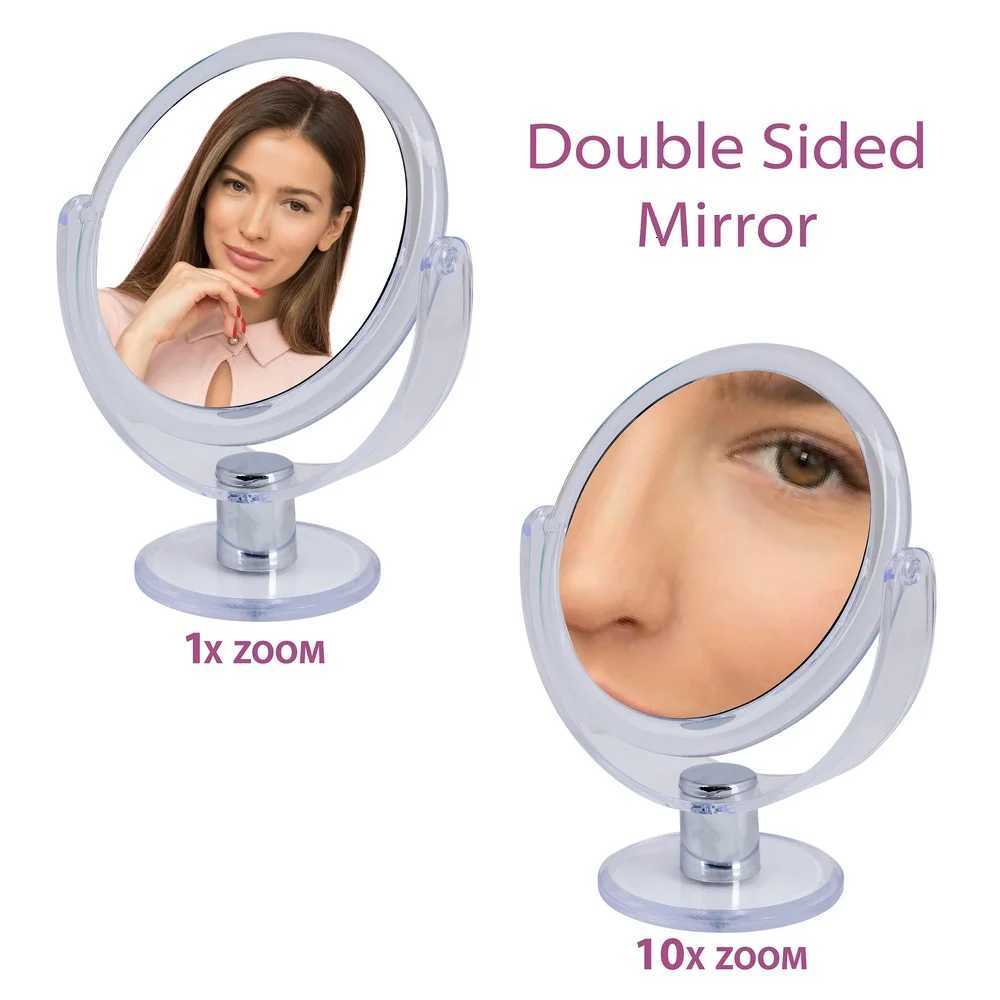 Dual Sided 10X Magnification Rubberized Vanity Mirror Freestanding Makeup Mirror Ideal Dressing Table DeskT251213