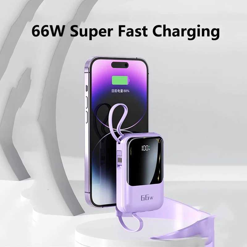 JayoWade Newest 66W Fast Charging Mini Power Bank 20000mAh Cable for iPhone Portable Battery Charger Powerbank H251213