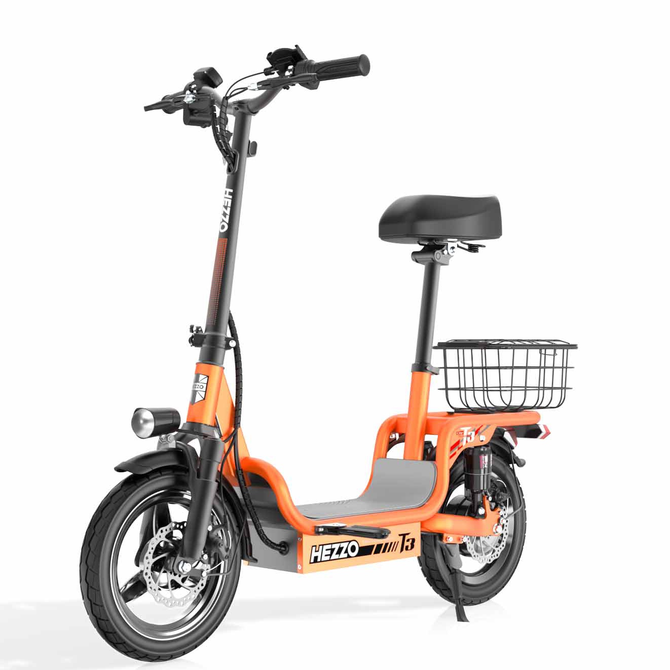 HEZZO T3 Durable Escooter 48V 750W 14Inch Powerful Electric Commute Scooter With Basket 150Kgs Load 15Ah Foldable Electric Kick Scooter