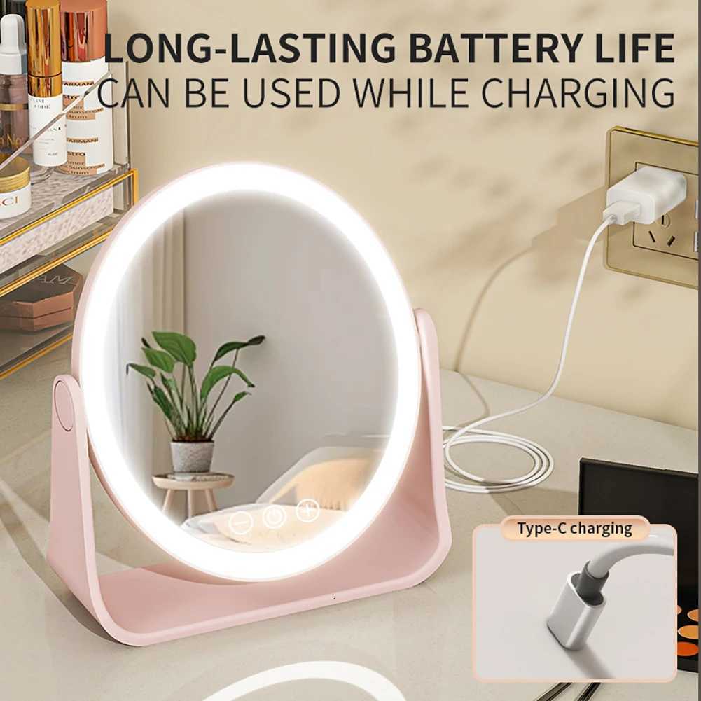 3 Colors LED Makeup Mirror Smart Eversible Dimmable Touch Screen Cosmetic Mirrors Electric Rotatable Makeup Beauty for TabletopT251213