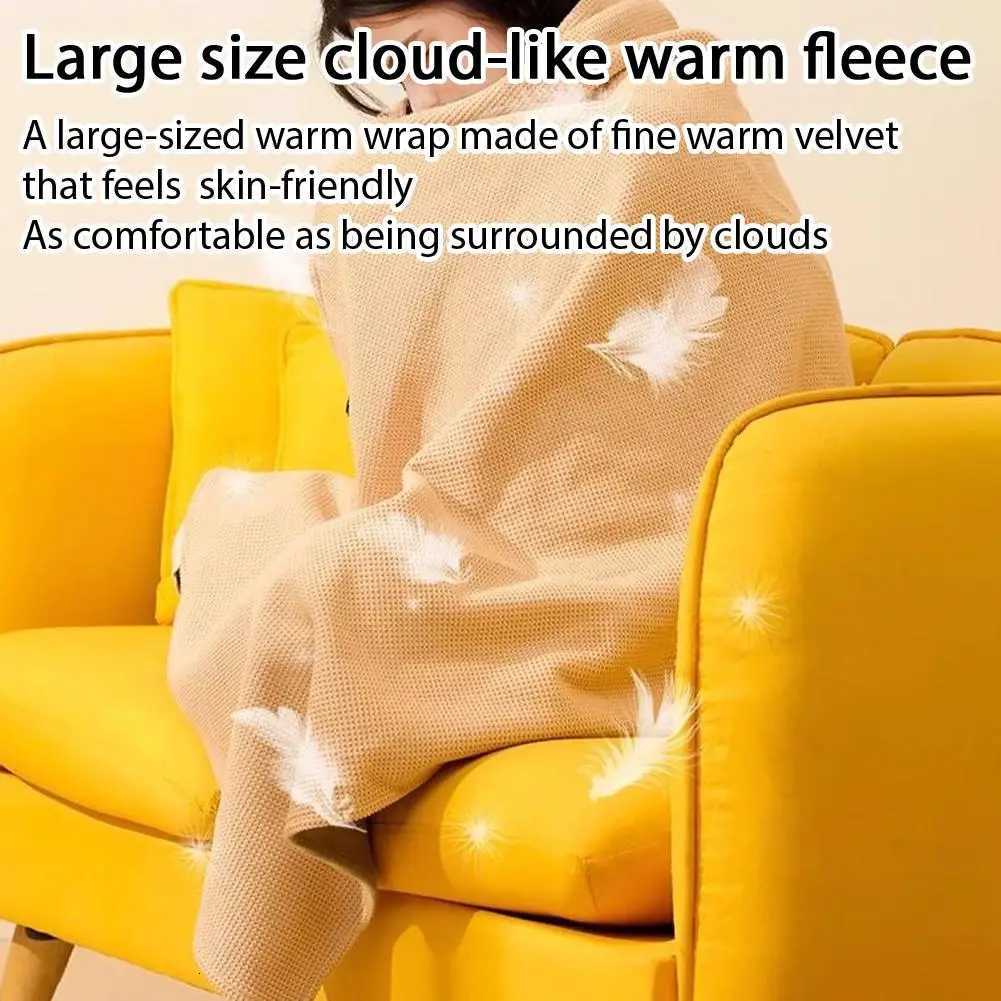 Large Size 3-Speed Temperature Controlled Heating Shawl Blanket with Cloud Sensing Warm Velvet USB Powered Zipper for Comfort Y251212