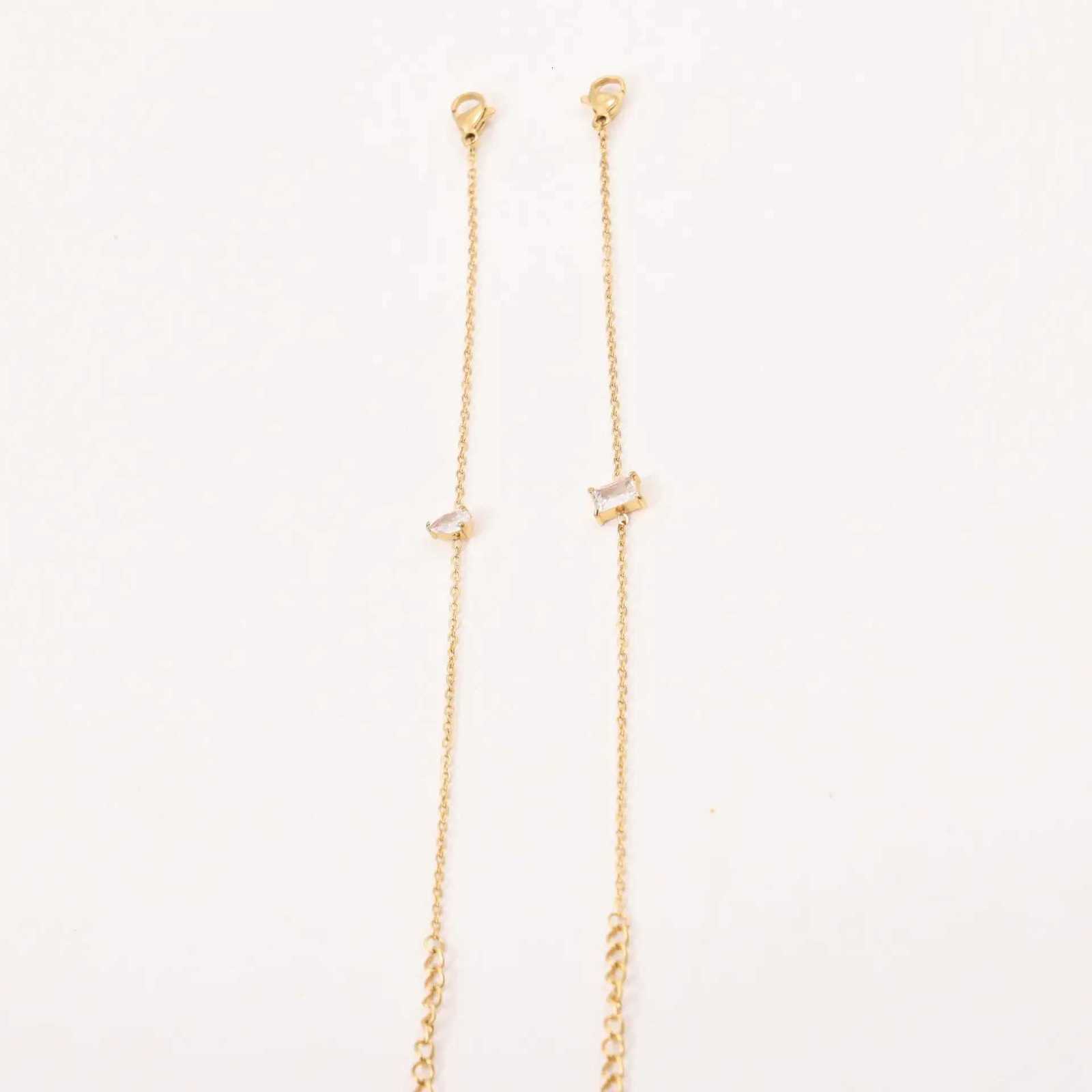 New Summer Stainless Steel Shinny White Zircon Chain s For Women Simple Party Jewelry Boho M251213