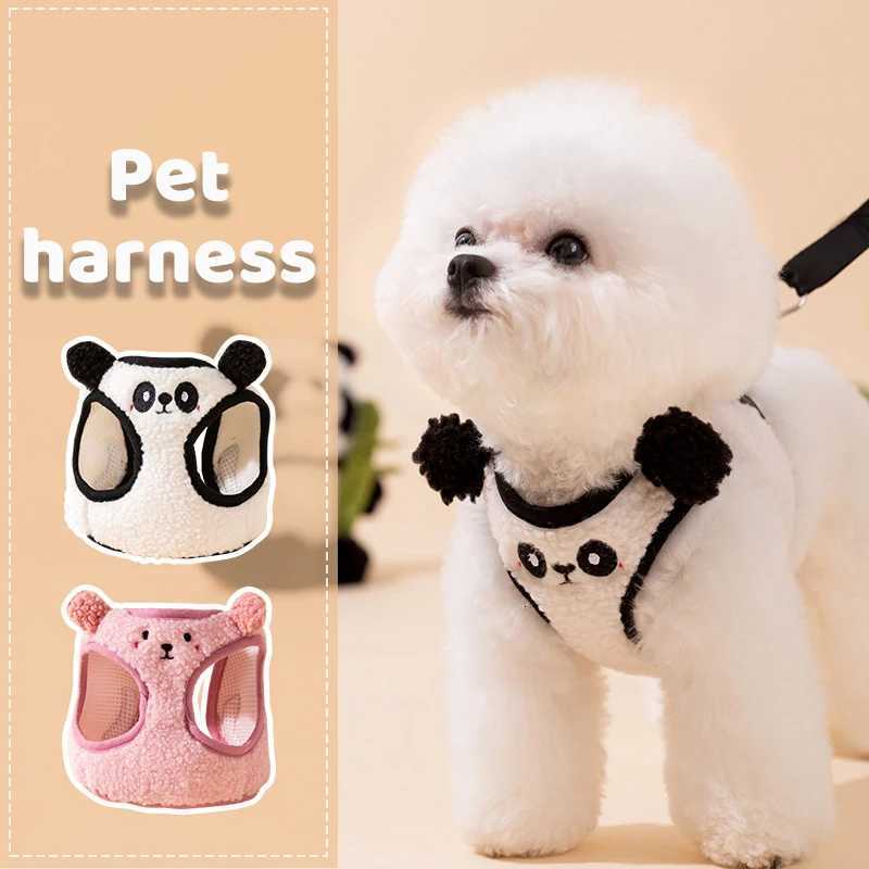 Cute Animal Dog Harness Pet Fleece Dog Vest Autumn Winter Dog Warm Clothes Puppy Harness and Leash Set Chihuahua Bichon Costume M251213