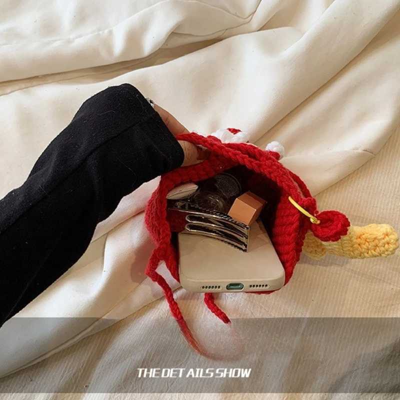 2025 Winter New Christmas Knitted Mini Shoulder Bag for Women Cute Color Block Crossbody Bags Coin Purse Shoulder BagsT251213