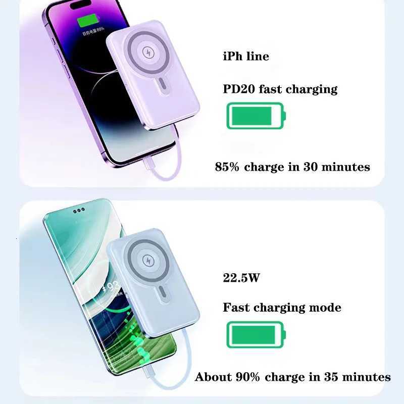 Wireless magnetic power bank 225W er fast charging 10000mAh suitable for watches mobile power banks lightweight and thin H251213