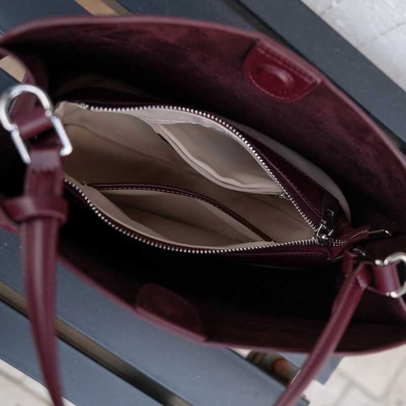 Hifashion Vintage Suede Genuine Leather Tote Handbags For Women 2025 Luxury Designer Shell Office Ladies Shoulder Crossbody BagsT251213