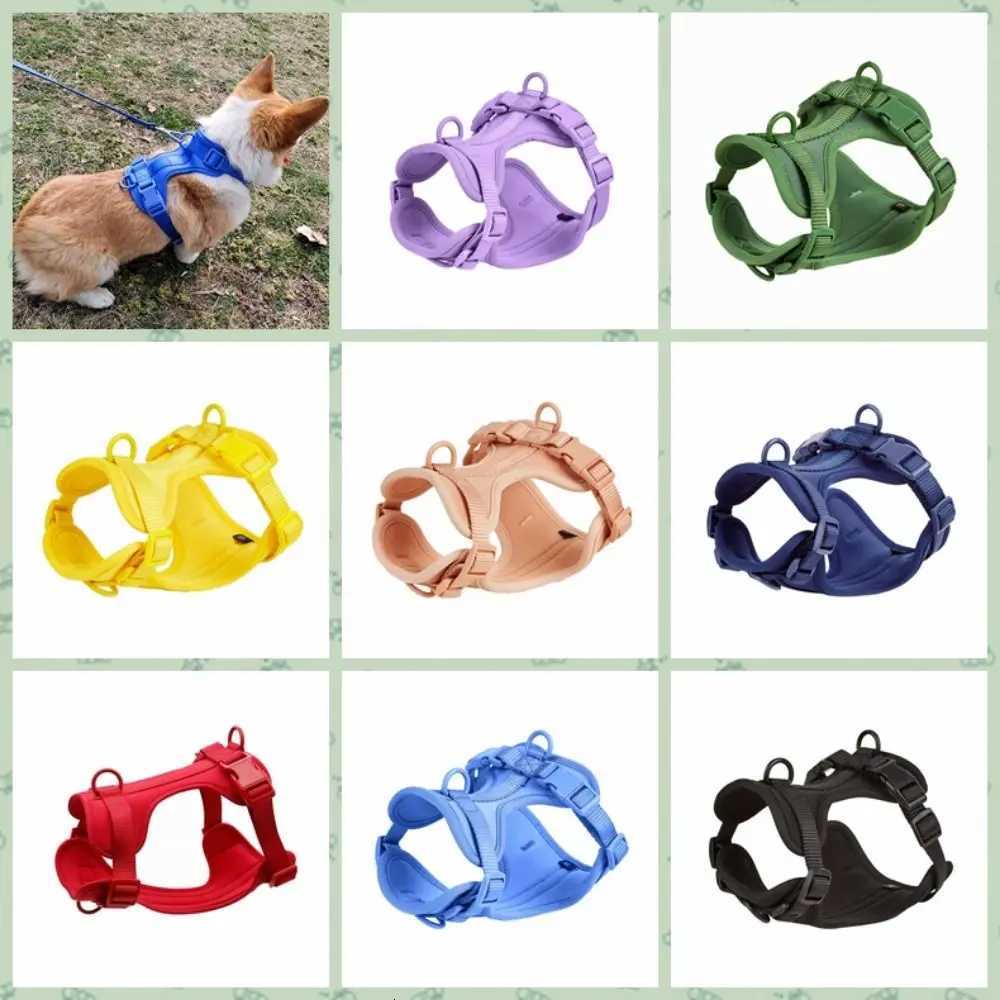 Fashion Candy Color Dog Harness Vest Reflective Adjustable Dog Chest Strap Anti breakaway PVC Puppy Clothes Pet Outdoor Walking M251213