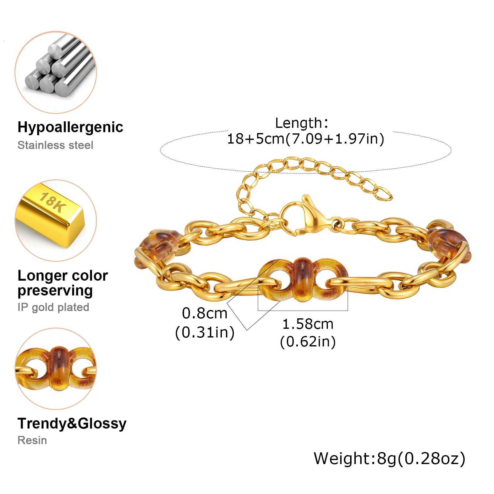 Womens Stainless Steel Enamel Link Chain Chunky Gold Plated sHypoallergenic Jewelry Gifts M251213