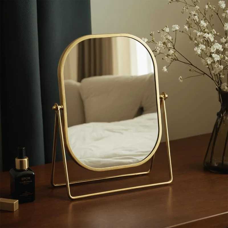 360 Degrees Rotate Iron Luxury Desktop Makeup Mirror Texture Ladies Makeup Mirror Creative Iron Mirror Strong Sense of StyleT251213