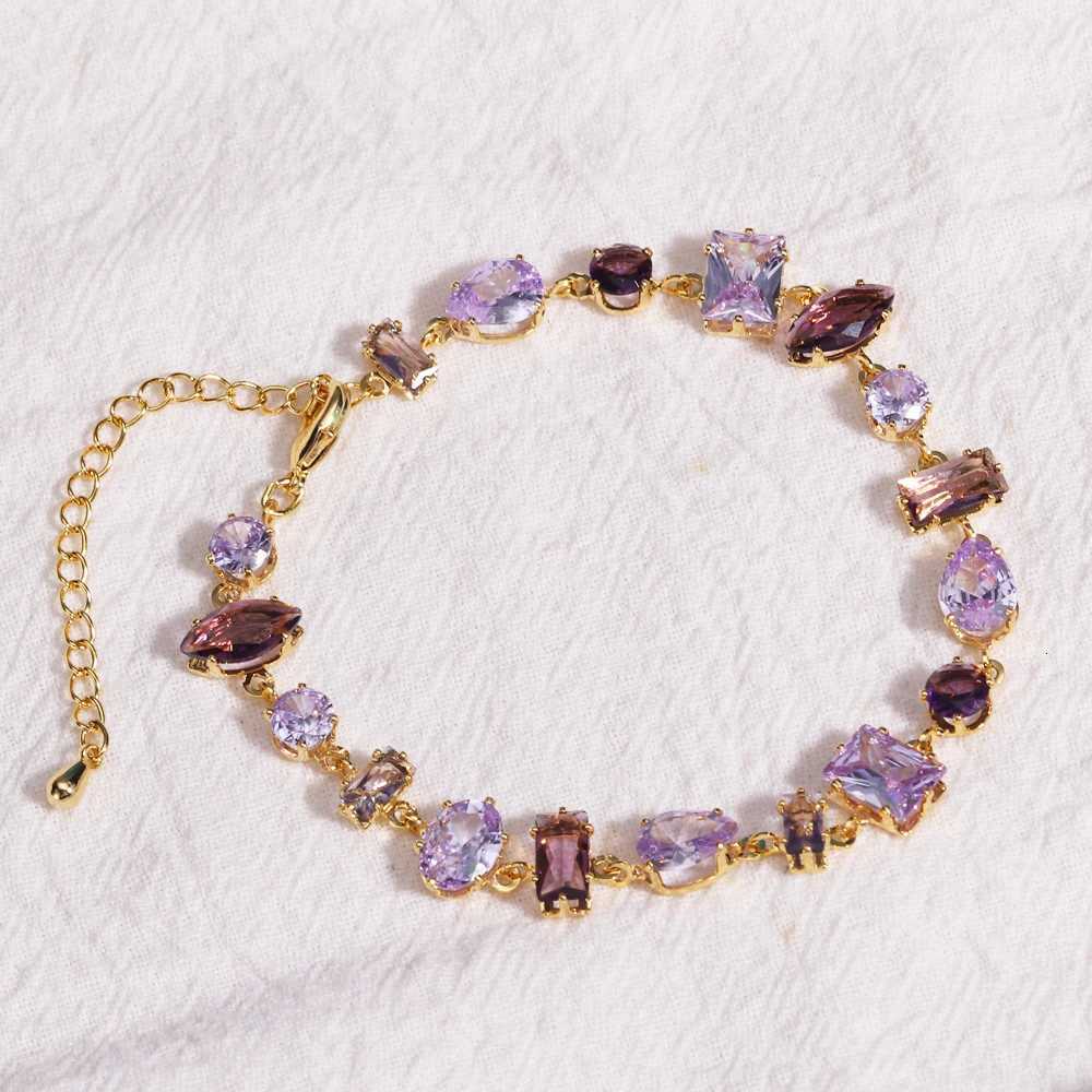 Exquisite Ppurple Lake Blue Zircon Geometry Shaped Tennis CZ for Women Fashion Charm Crystal Metal Chain s M251213