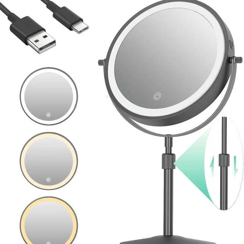8 Inch LED Makeup Lights with Mirror 5X Magnification Double-Side High-Definition 3 Color Lights Source Vanity Lamp StandingT251213