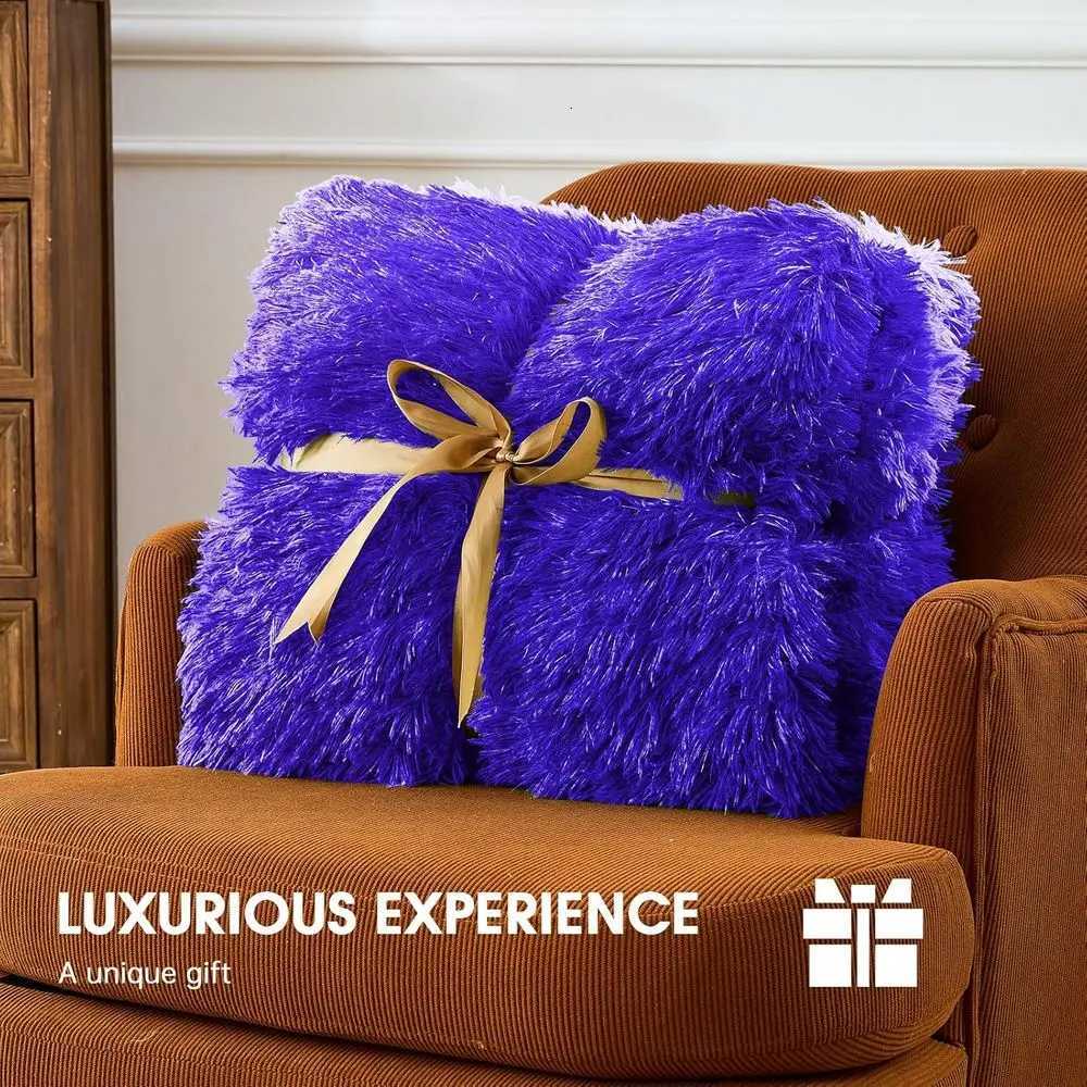 Twin Size Heated Blanket for Women Grandmas - Faux Fur 10 Heat 5 Timer Settings Quick Warm 62x84 Sunset Purple Y251212