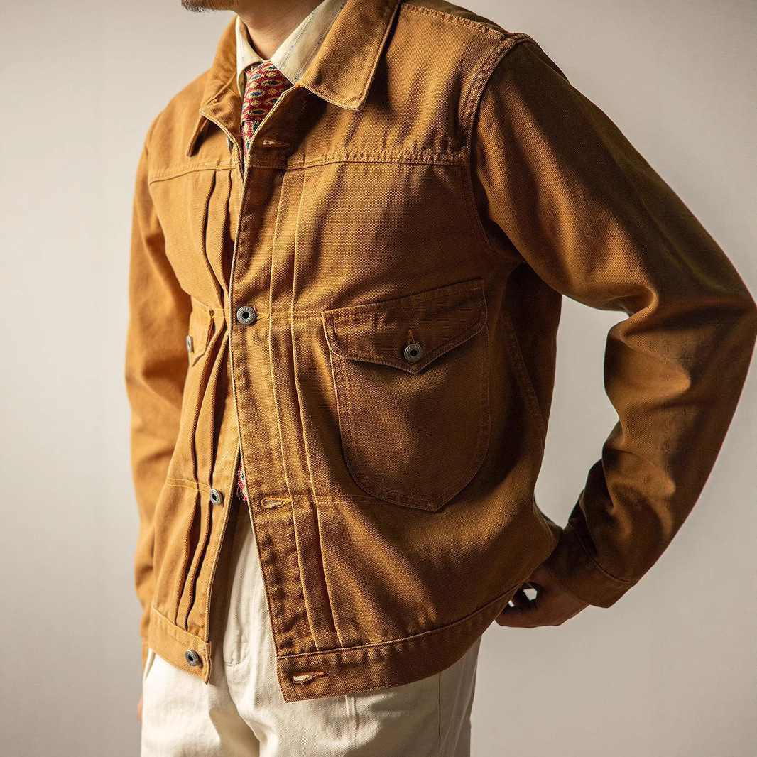 Yuezhe American Style Canvas Ranch Jacket Western Washed Paris Button Coat Replica Rising Sun 250409