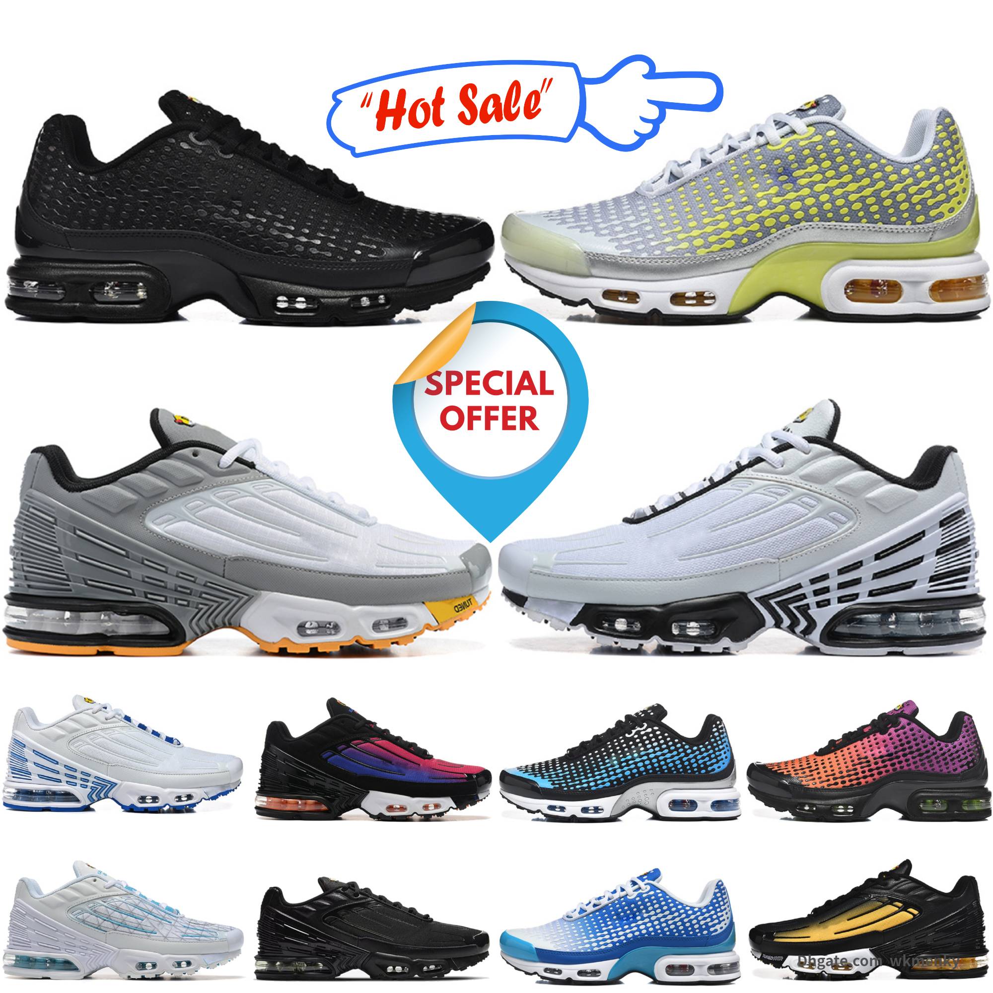 Tuned Plus Tn 3 Running Shoes Designer Tn3 VII Trainers Bred Grey Mesh Black Red White Sports Sneakers Laser Blue tns Mens Womens Atlanta Terrascape outdoor Chaussure