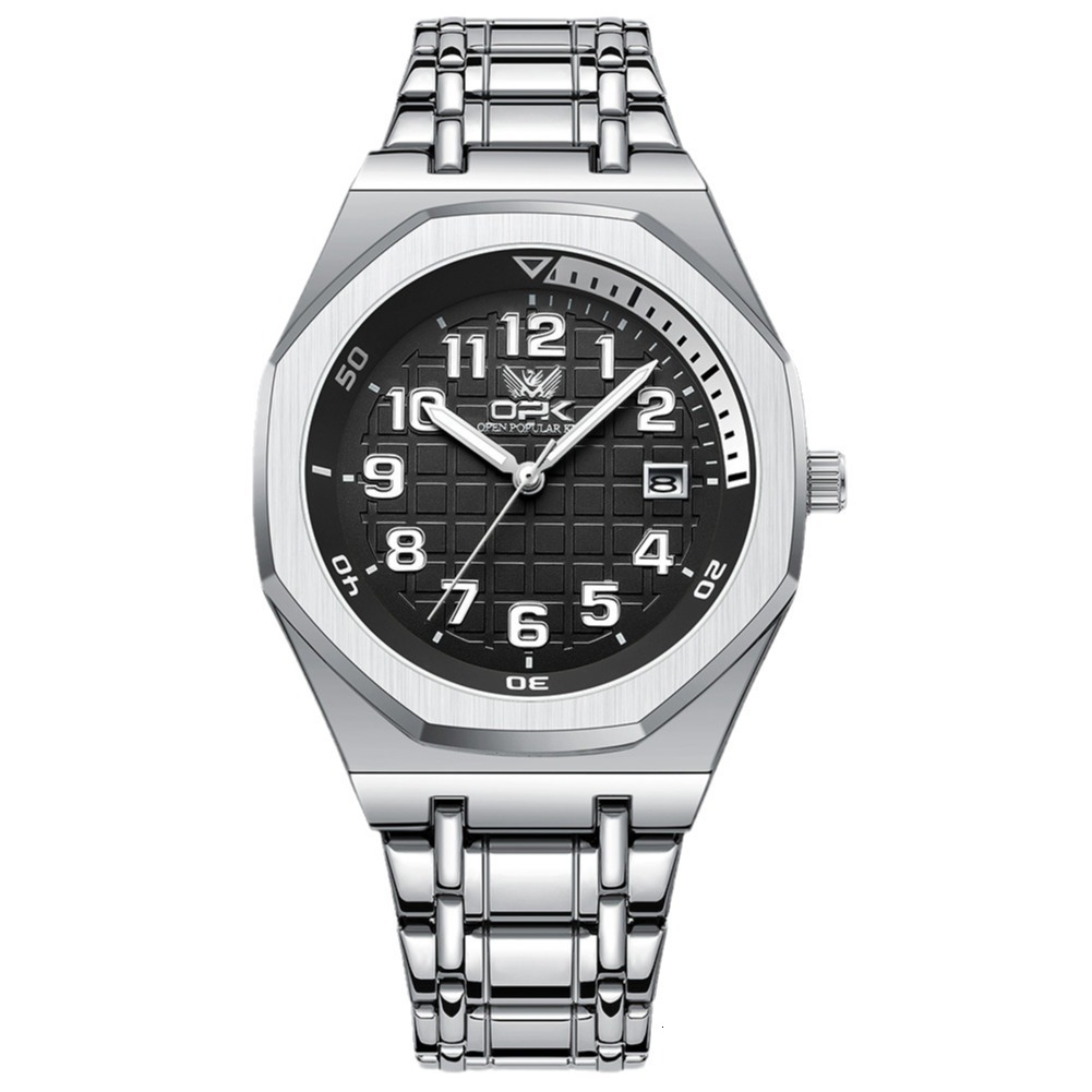 OPK Designer Men's Watch, Fashionable, Waterproof, Simple And Luxurious Outdoor Sports Watch, Metal Dial Steel Band Wristwatch For Men
