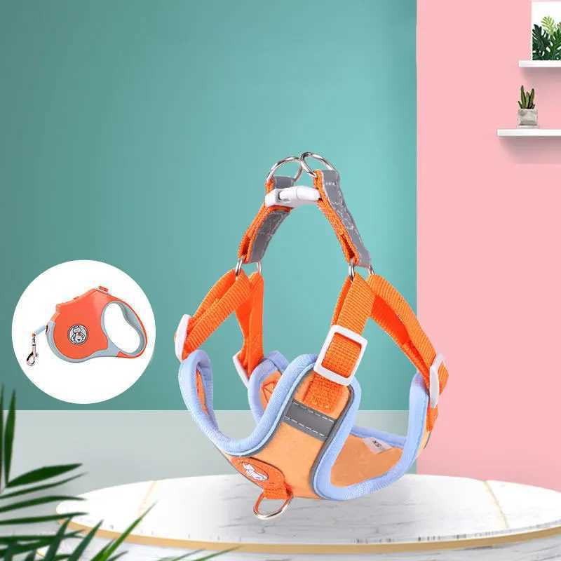 Adjustable dog harness no pull cute cat soft walking leash set pet dog vest teddy beagle suitable for small and medium dogs M251213