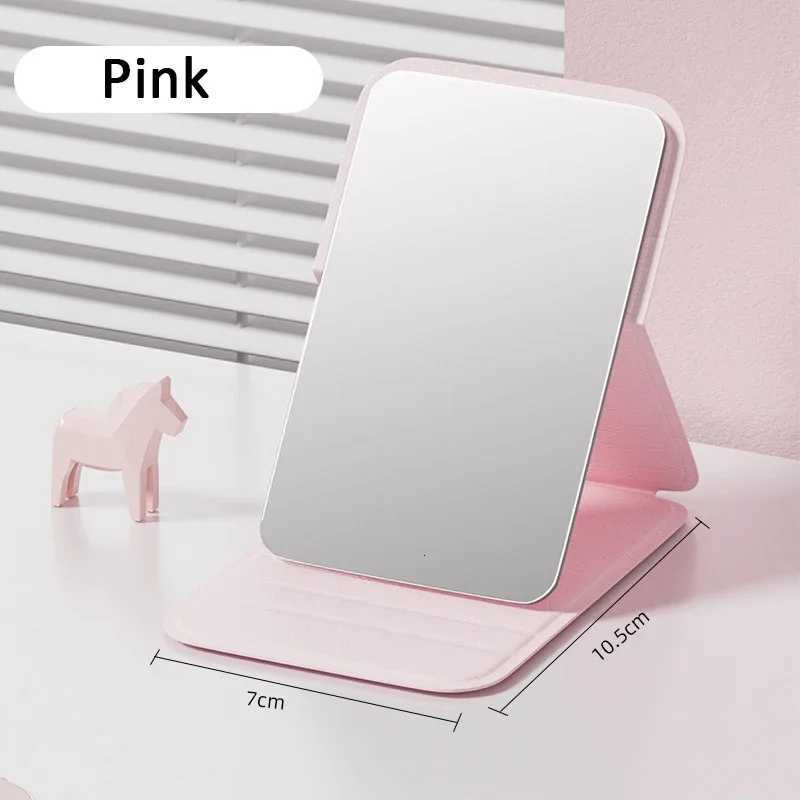 Woman MINI Folding Makeup Mirror High-quality Portable Pocket Makeup Mirror Single-side Creative Women Solid Color Handle DeskT251213