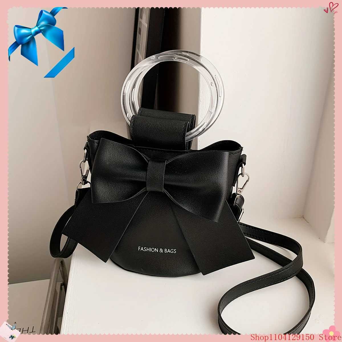 Hot SaleFashion Womens Bucket Bag Detachable Shoulder Strap Elegant Bow Decoration Stylish design with streamlined textureT251213