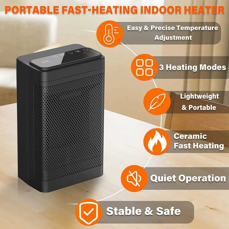 1500W Portable Electric Heater PTC Fan Heater Energy Efficient Space Heaters for Indoor Use Remote Control House Warmer Machine Y251213