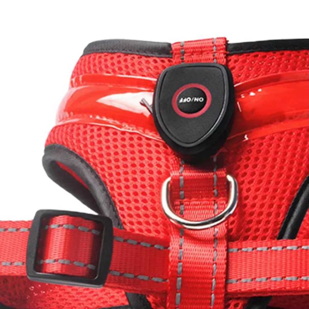 Practical Luminous Pet LED Harness Breathable Rechargeable Dog Traction Harness Waterproof Dog Vest Night M251213