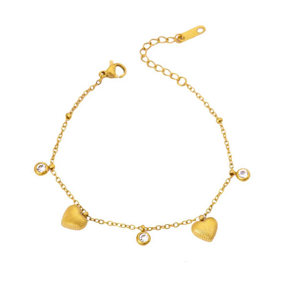 Stainless Steel Geometric Zircon Heart Bangle s For Women 18K Gold Plated Fashion Luxury Simple Jewelry Gift M251213