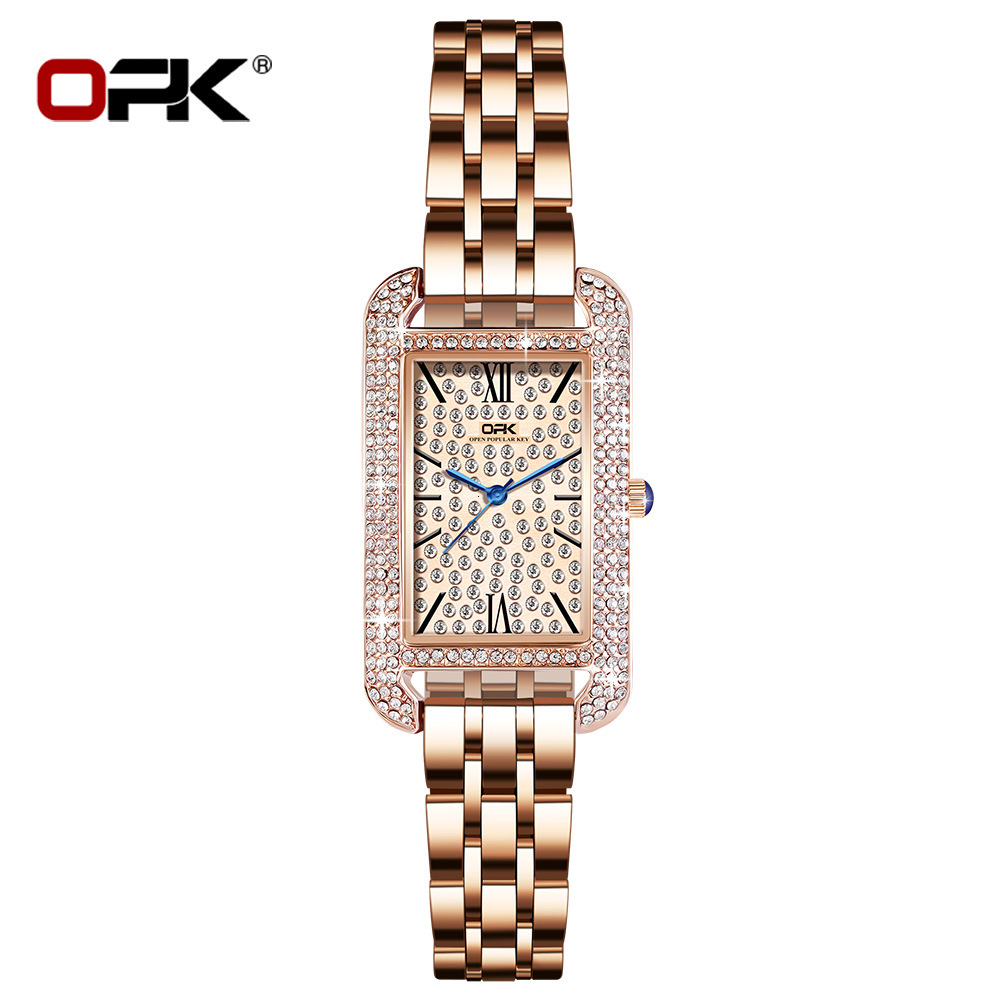 OPK Brand Designer Women's Watch, Waterproof Outdoor Sports And Casual Wristwatch, Diamond-encrusted Elegant And Unique Ladies' Watch