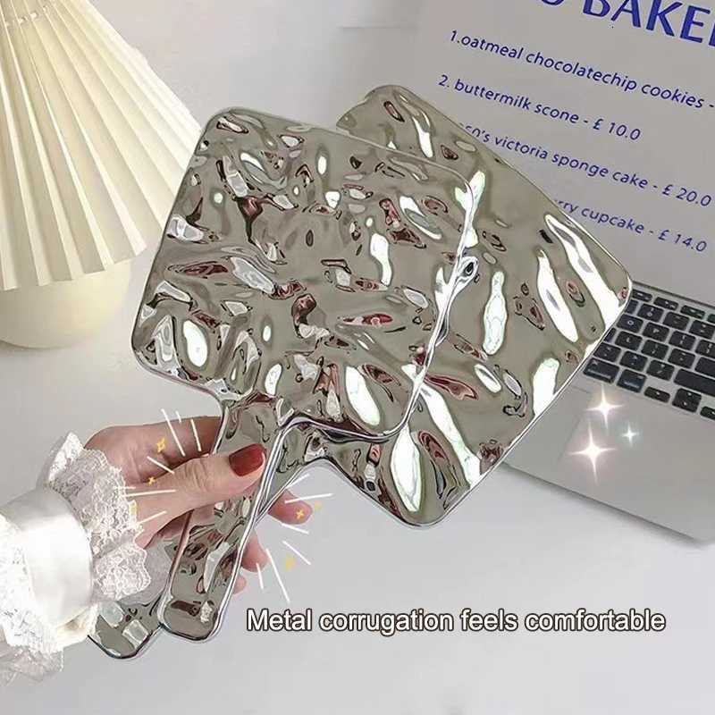 1PCS Electroplated Handle Makeup Mirrors Beauty Portable Round Hand Square Hand S/M/L Make Up MirrorT251213