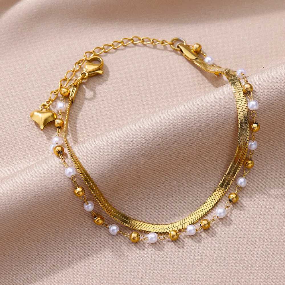 Imitation Pearls Anklets for Women Boho Stainless Steel Anklet Summer Leg Chain Beach Accessories Jewelry M251213