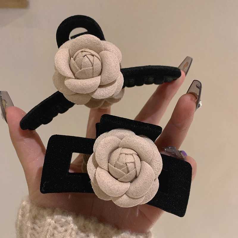 Autumn new flocking flower hairpin fashion and elegant ponytail clip Women Hair Grips Trend Heawear Ornament ACCESSORI FOR GIRL Y251213
