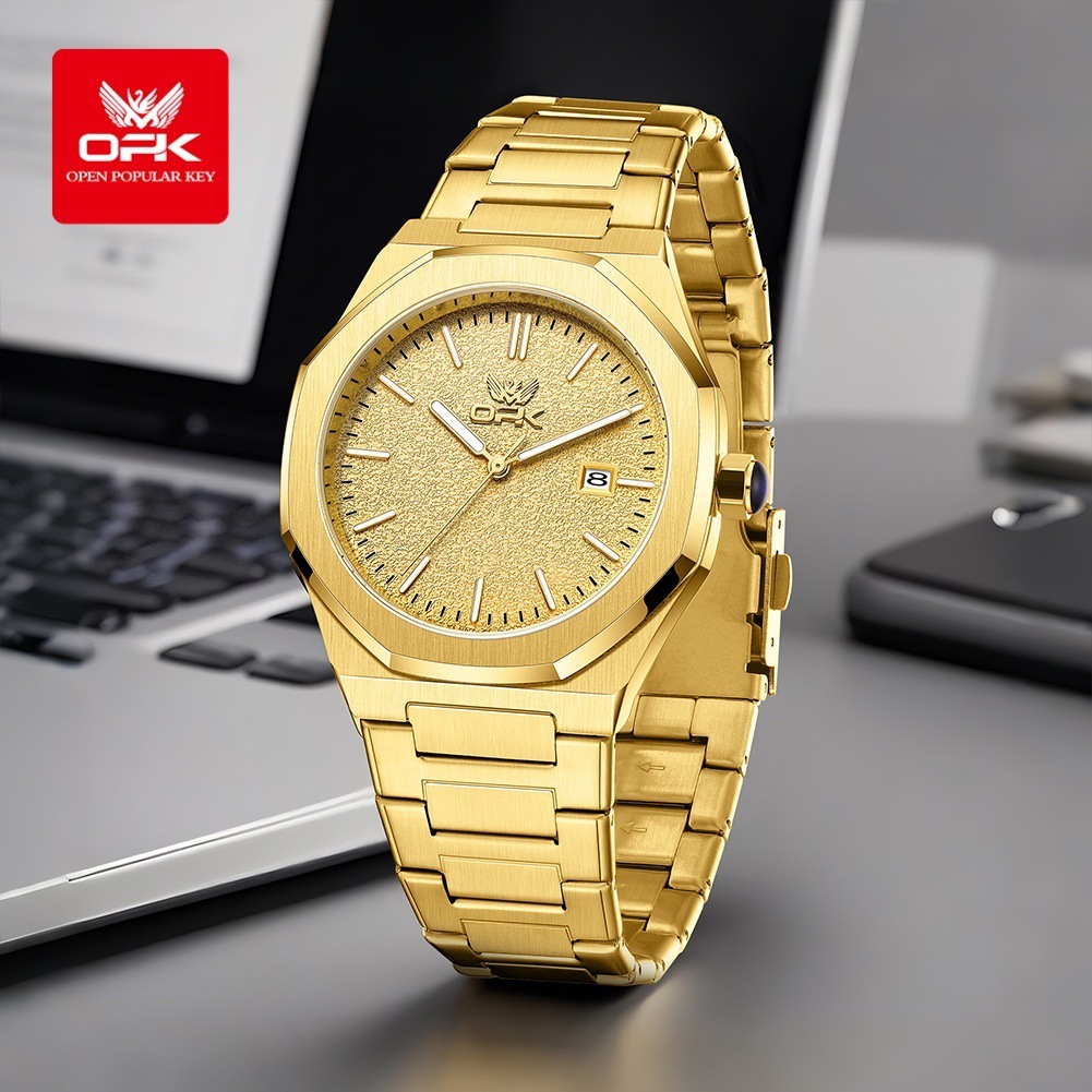 OPK Designer Men's Watches Free Shipping Wholesale, Fashionable And Simple Outdoor Sports Octagonal Watches, Calendar Luminous Quartz Watches