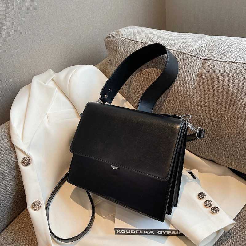 Vintage Fashion Business Bags For Women Double Strap Pure Color PU Leather Shoulder Crossbody Bag 2022 Designer Bags Luxury ToteT251213