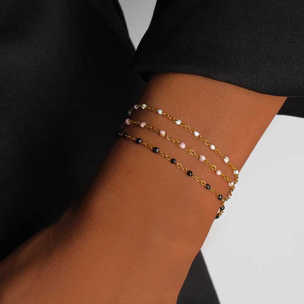 Elegant Beaded Chain 18K Gold Plated Stainless Steel Dainty Stackable Everyday Jewelry Accessory M251213