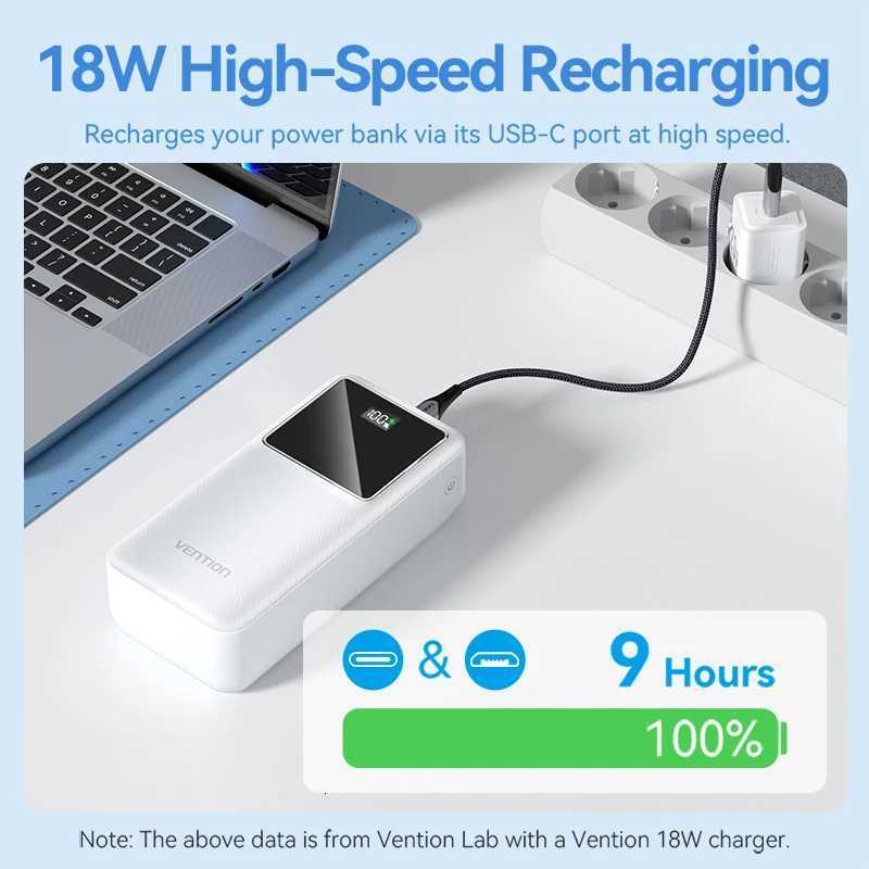 Vention 30000mAh Power Bank USB Type C PD Fast Charge 225W Portable External Battery Charger for Book Laptop Tablet iPhone H251213