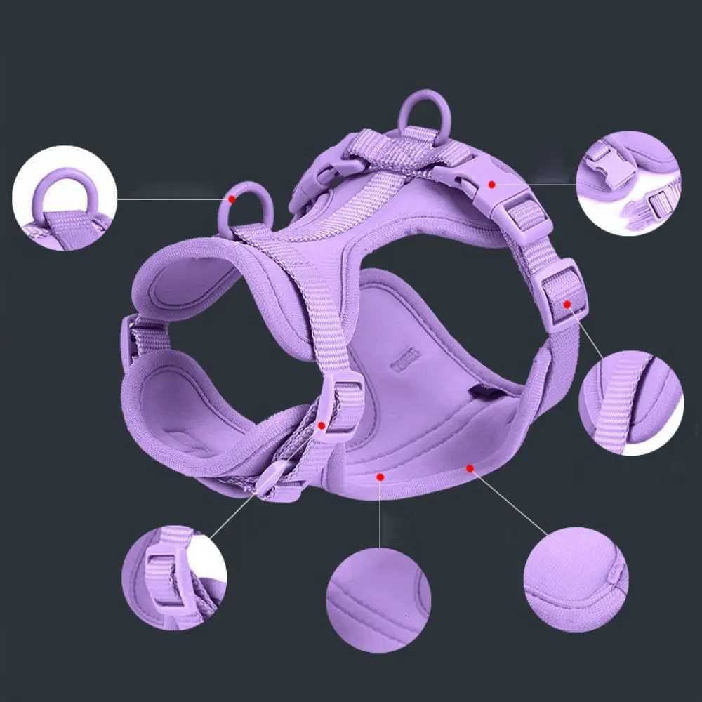 Fashion Candy Color Dog Harness Vest Reflective Adjustable Dog Chest Strap Anti breakaway PVC Puppy Clothes Pet Outdoor Walking M251213