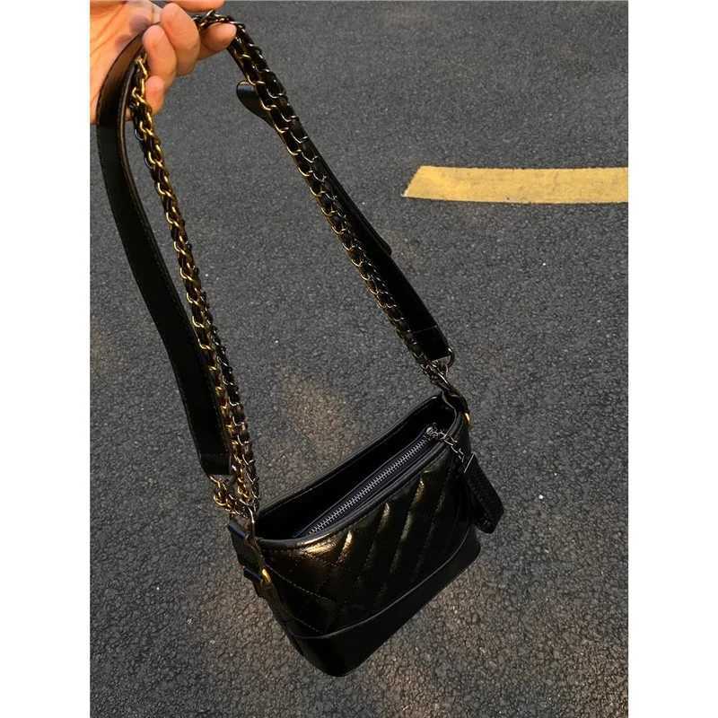 New Trendy High-End Black Single Shoulder Crossbody Chain Hobo Bag for WomenT251213