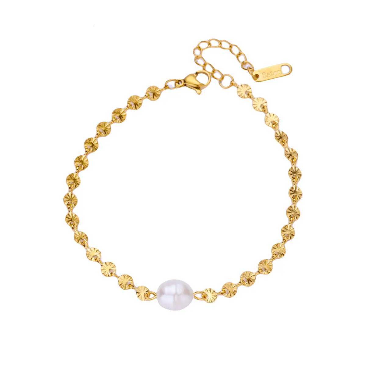 Free Shipping Fashion Imitation Pearl For Women Stainless Steel Gold Color Chain New Wedding Couple Jewelry M251213