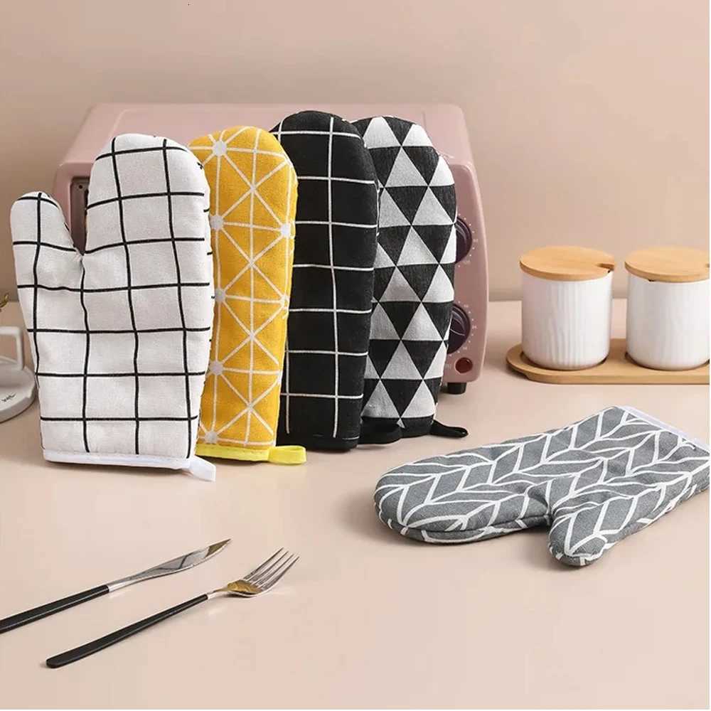 Oven Baking Gloves Oven Mitts Microwave Oven Gloves High-temperature Resistant Linen Gloves Kitchen Baking Tools Bakeware H251212