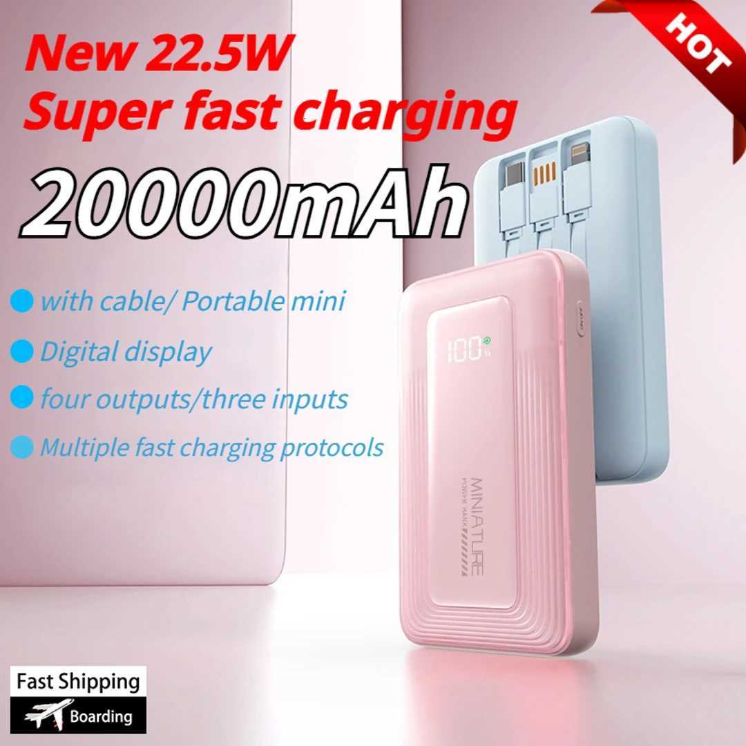 20000mAh Portable Power Bank with Built-In Cable for Outdoor Backup Quick Charging Cpatible for iphone H251213