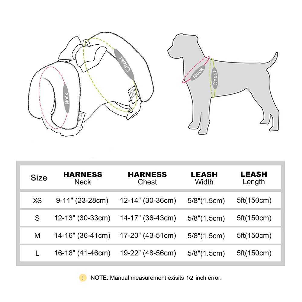 Warm Fur Puppy Dog Harness Leash Cute Bowknot Dogs Cat Harnesses Padded Pet Vest With Matching Lead Rope For Dogs Cats Winter M251213