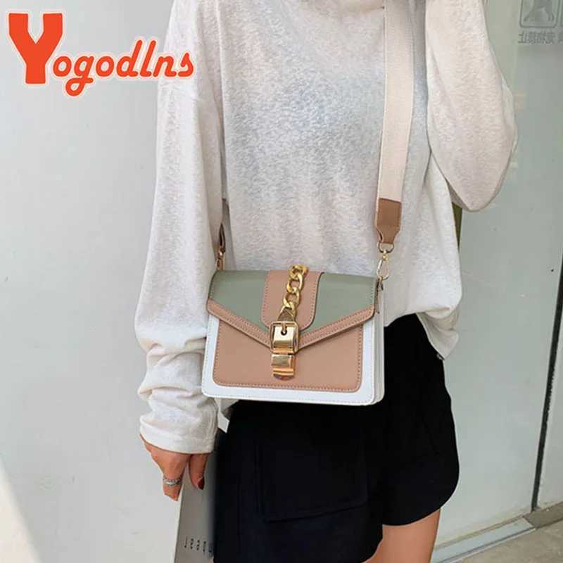 Yogodlns Small Summer Contrast Color PU Leather Crossbody Bags For Women New Chain Shoulder Messenger Handbags Lady Hand BagT251213