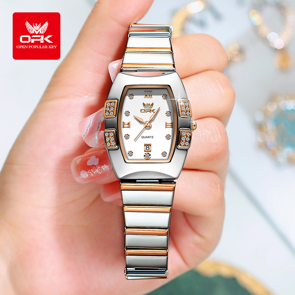 OPK Designer Women's Watch: Fashionable, Simple And Luxurious Outdoor Sports Wristwatch, Square Steel Band Waterproof Luminous Quartz Women'