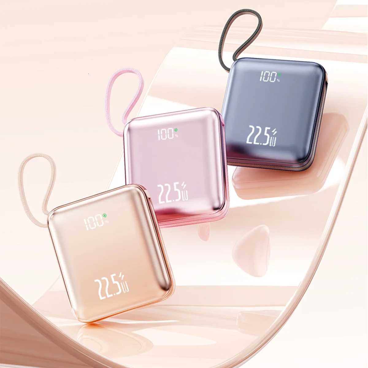 20000mAh Mini Cute Power Bank with Built-in Cable and 225W Fast Charging Battery Pack for IPhone H251213