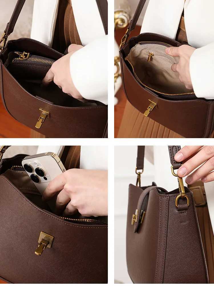 Womens Cowhide Genuine Leather Shoulder Bag Ladies Soft Natural Cow Leather Handbag Female Fashion Luxury Design Crossbody BagT251213