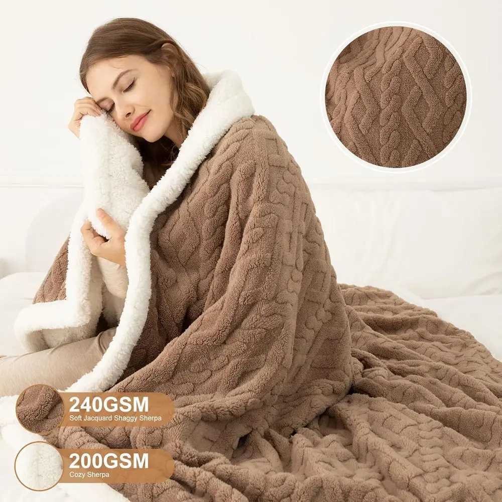 62x84 Brown Twin Sherpa Electric Blanket - 5 Heat Levels 10-Hour Auto-Off Washable ETL Certified for Winter Comfort Y251212