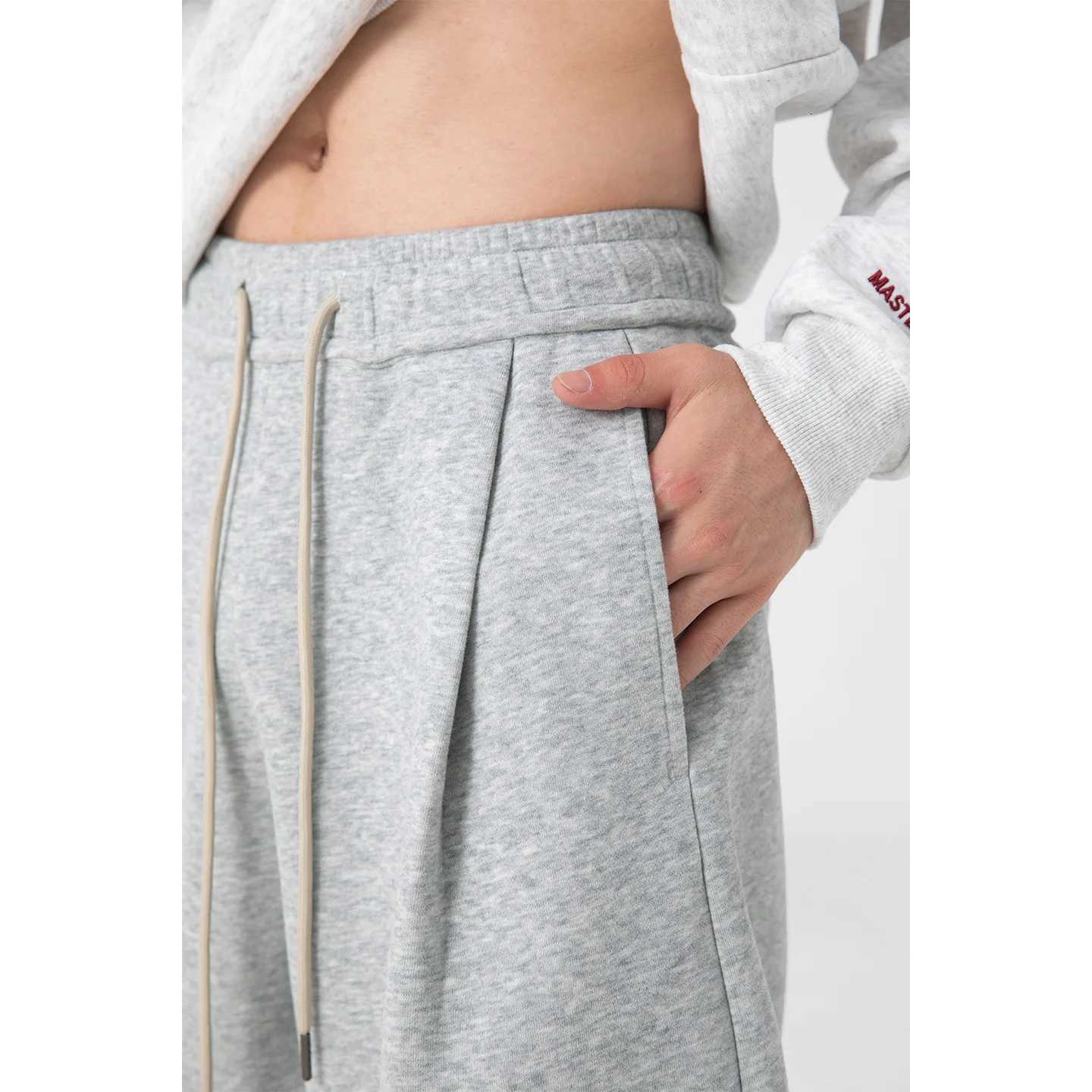 Mens Autumn Winter Wide-Leg Sweatpants - Tapered Cuff Dropped Crotch Harcoal Gray Black M-XXXL X251213