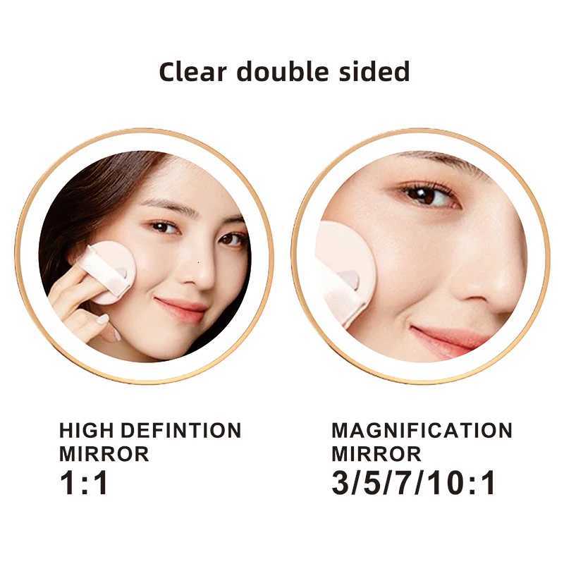 8 inch Makeup Mirror Matte Rose Gold 3x/5x/7x/10x Magnifying Double Side USB Charging Bathroom 3 color light Cosmetic MirrorsT251213