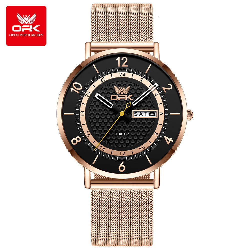 OPK Designer Men's Watch: Casual, Fashionable, Simple And Versatile Luxury Outdoor Sports Wristwatch With Mesh Strap And Waterproof Quartz Men 