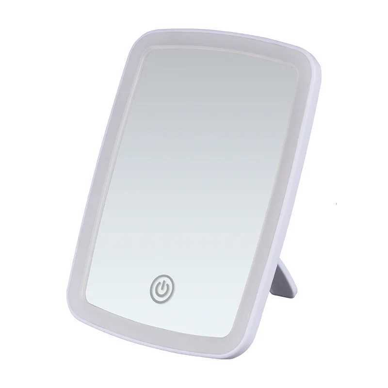 LED Makeup Mirror with Stand Touch Screen 3 Colors Rechargeable Vanity Mirror Portable Tabletop Travel Dimming Cosmetic MirrorT251213