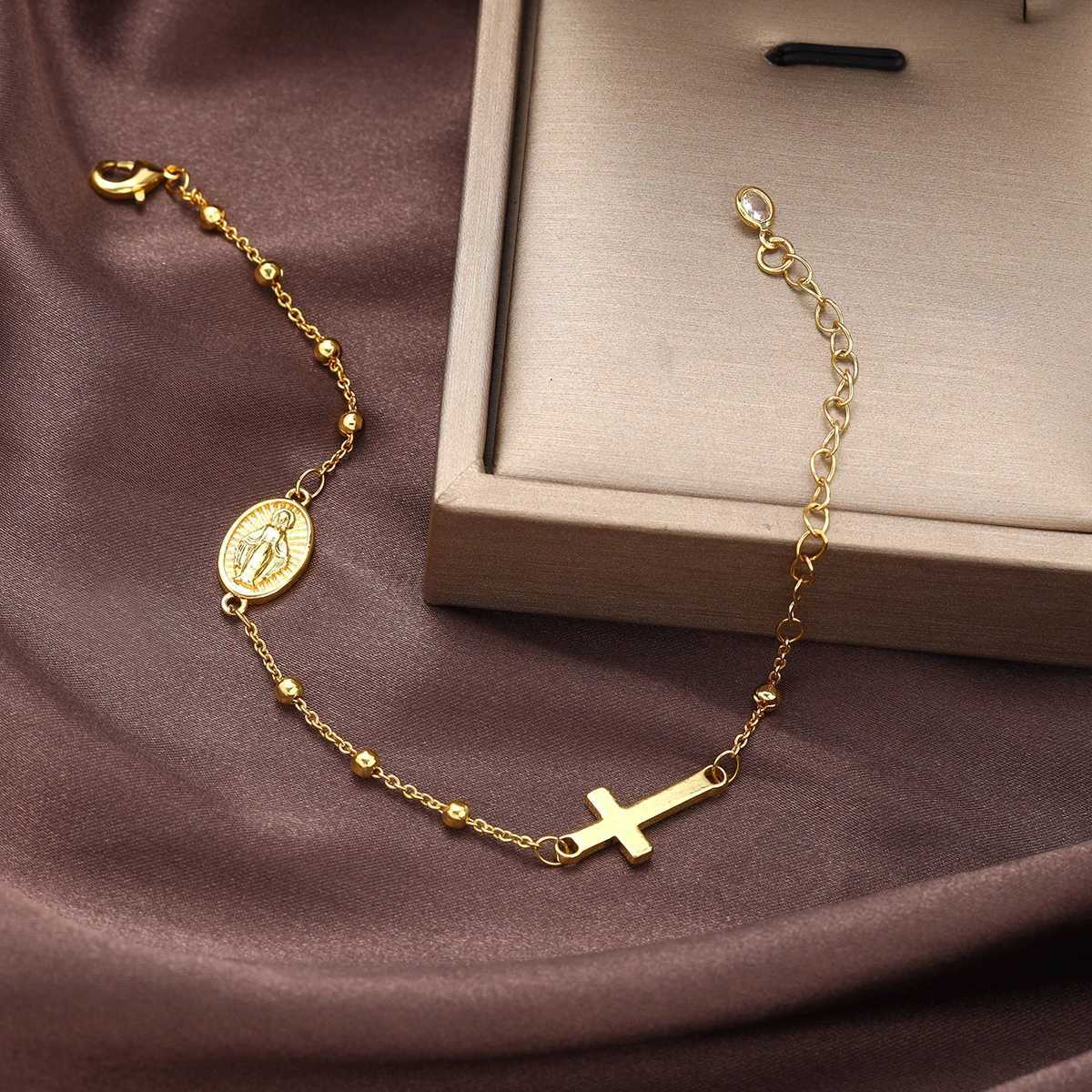 1 new gold stainless steel light luxury cross suitable for gift giving shipped without box M251213